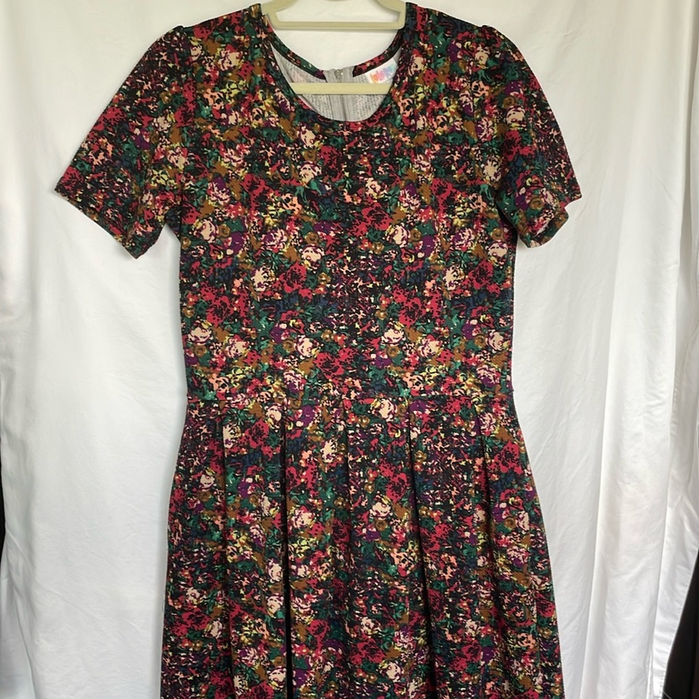 Lularoe Amelia Dress Small Floral Abstract Pattern